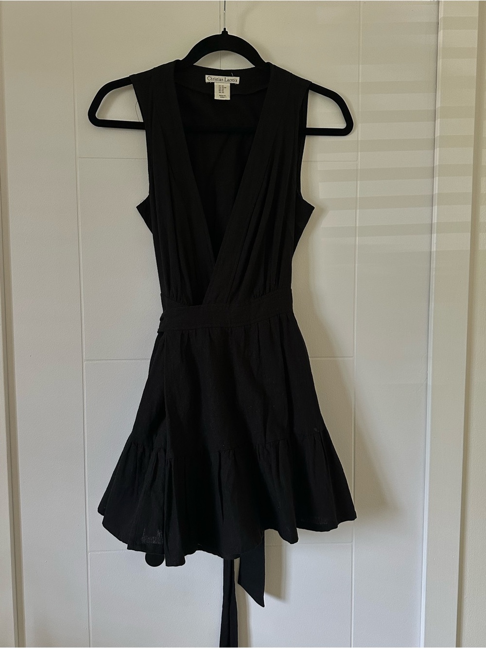 Christian Lacroix Black Sleeveless Deep V Mini Dress